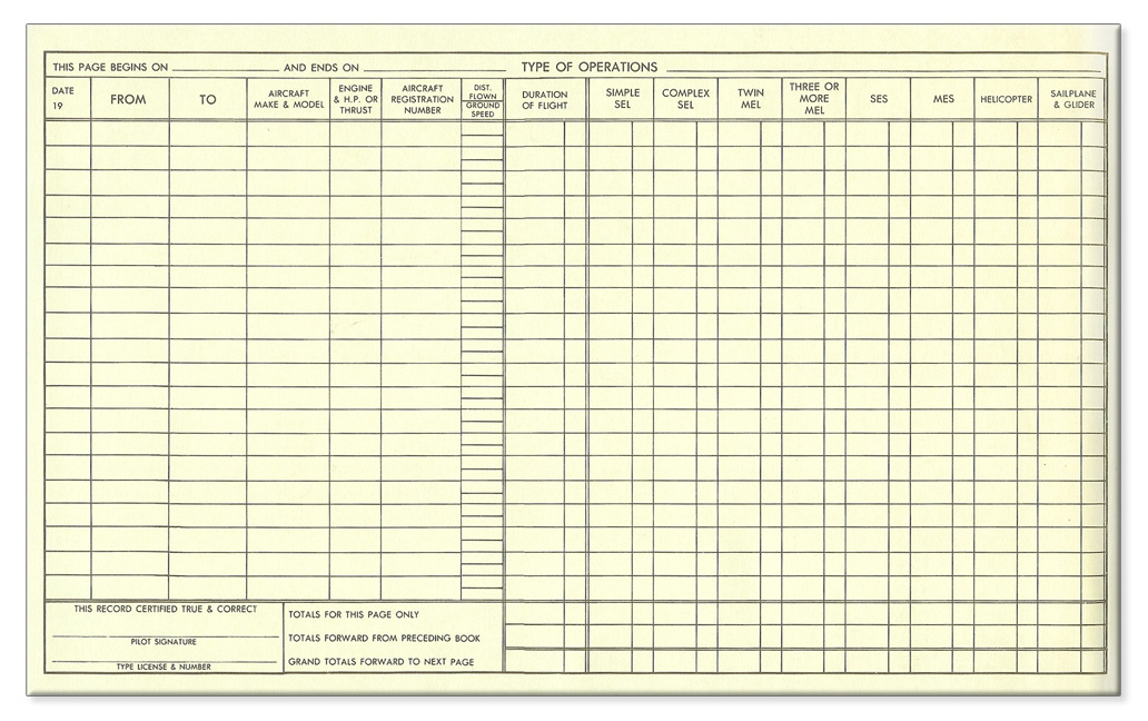 excell pilot logbook